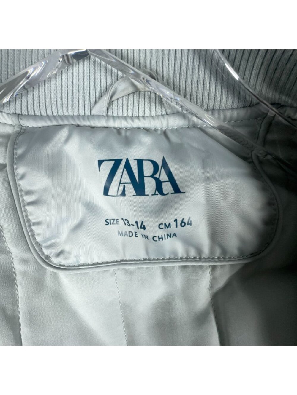 Zara Bomber Jacket Kids Size 13-14 Silver Zipper Utility Pocket Left Sleeve - Picture 4 of 11